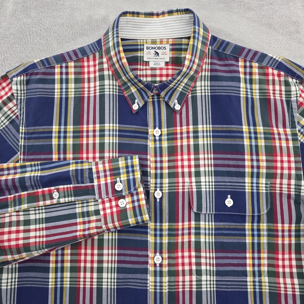 Bonobos Casual Button Down Shirt Mens M Standard Fit Plaid Preppy Cotton Office